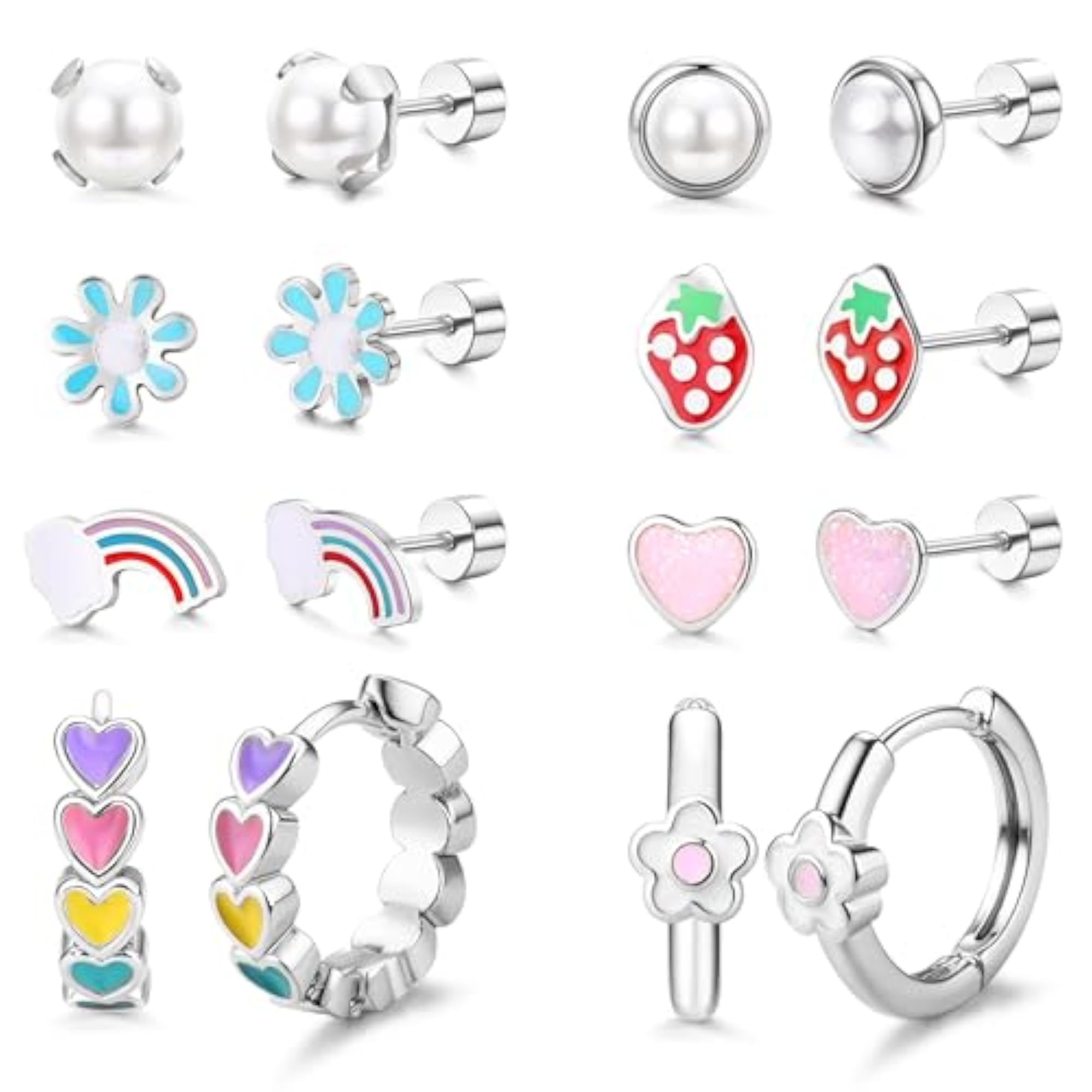 Cute Small Daisy Hoop Earrings, 316 Surgical Steel for Sensitive Ears